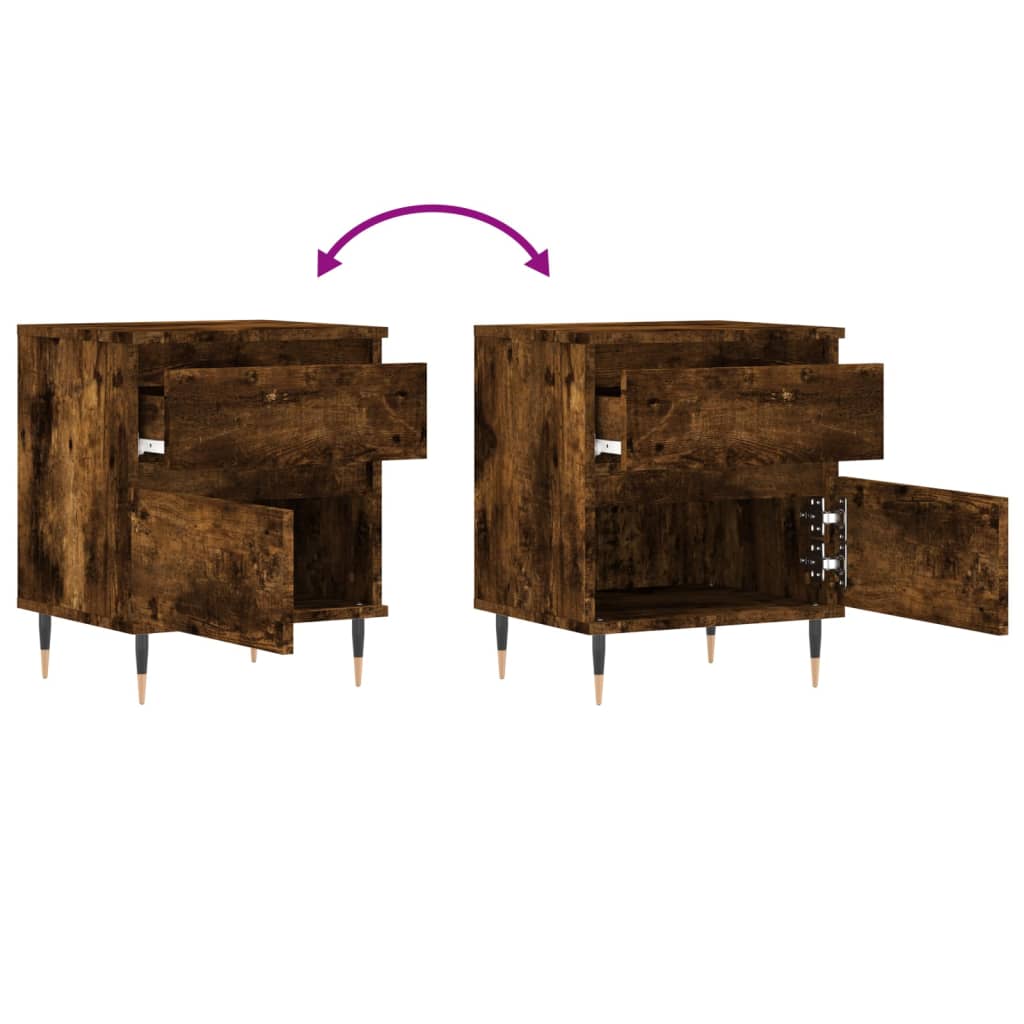 vidaXL Bedside Cabinet Smoked Oak 40x35x50 cm Engineered Wood