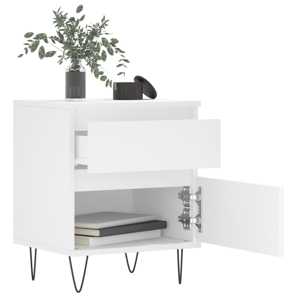 vidaXL Bedside Cabinet White 40x35x50 cm Engineered Wood