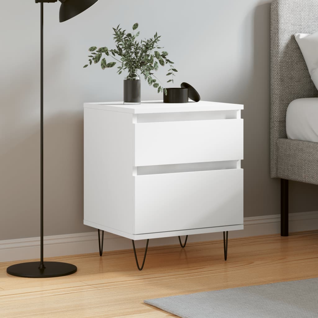 vidaXL Bedside Cabinet White 40x35x50 cm Engineered Wood