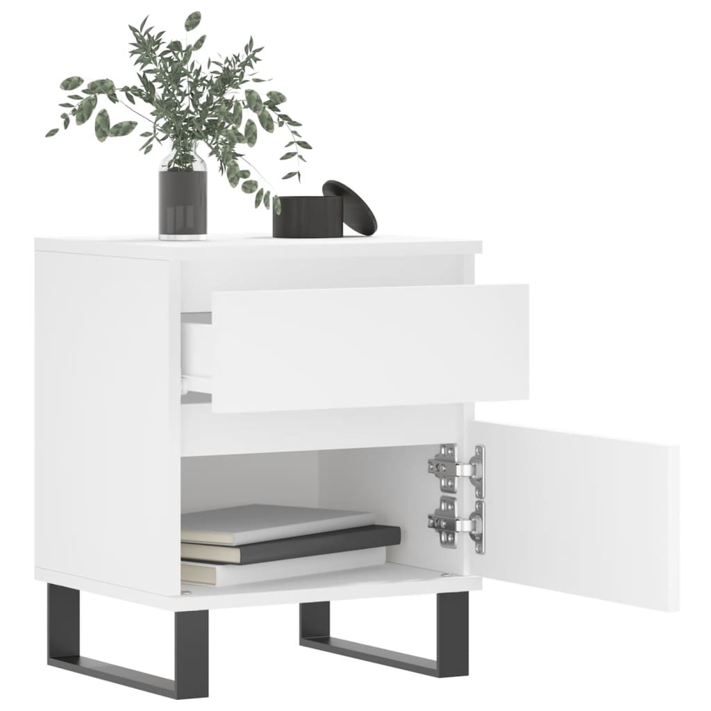 vidaXL Bedside Cabinet White 40x35x50 cm Engineered Wood