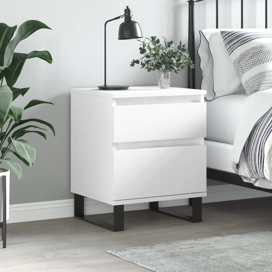 vidaXL Bedside Cabinet White 40x35x50 cm Engineered Wood