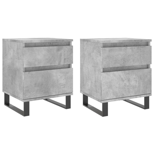 vidaXL Bedside Cabinets 2 pcs Concrete Grey 40x35x50cm Engineered Wood