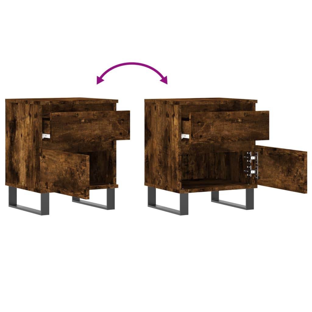 vidaXL Bedside Cabinets 2 pcs Smoked Oak 40x35x50 cm Engineered Wood