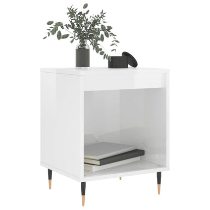 vidaXL Bedside Cabinet | High gloss white | Engineered wood, Metal | Medium