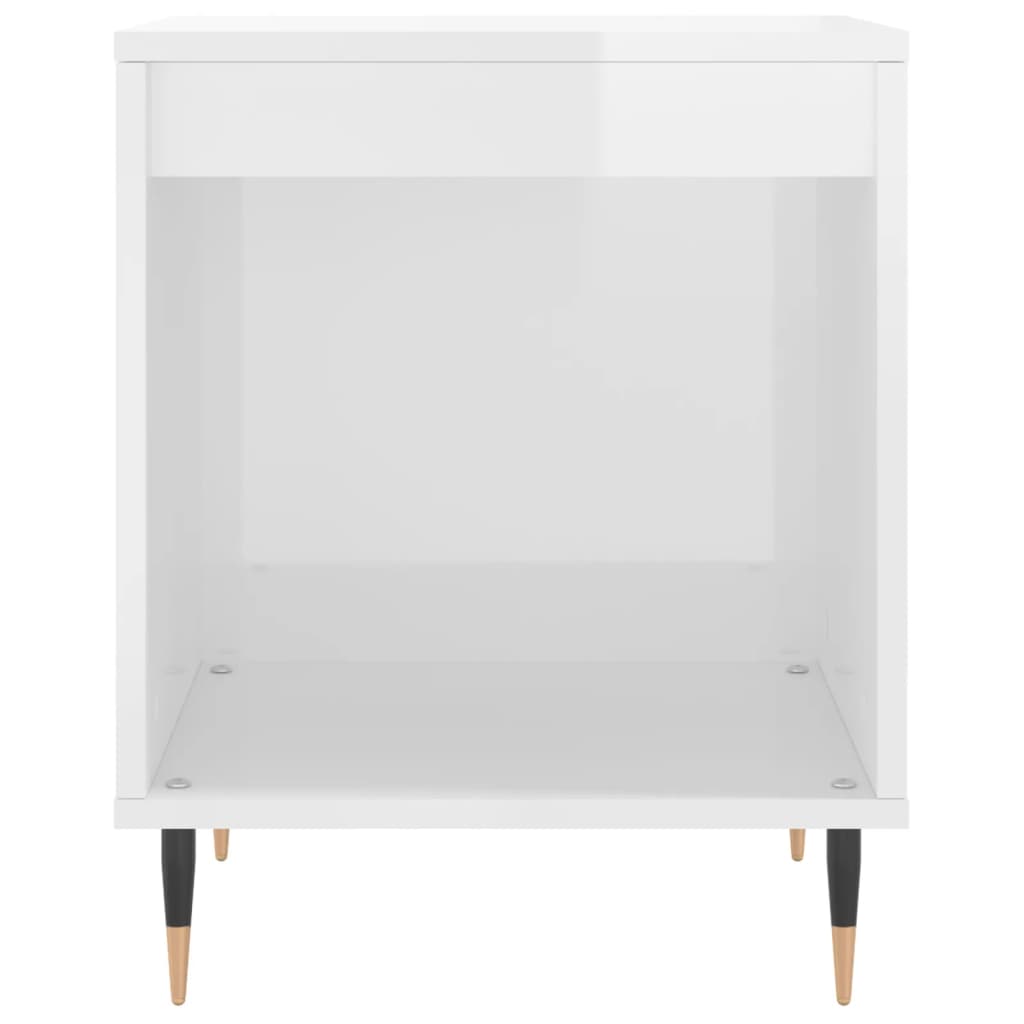 vidaXL Bedside Cabinet | High gloss white | Engineered wood, Metal | Medium