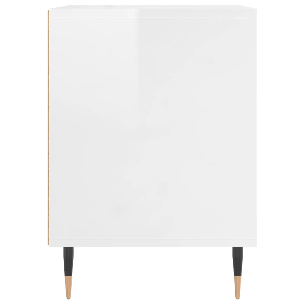 vidaXL Bedside Cabinet | High gloss white | Engineered wood, Metal | Medium