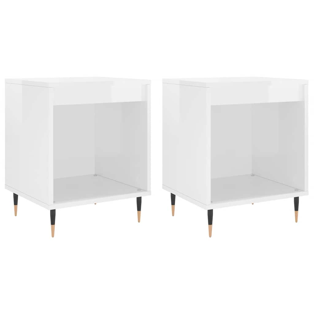 vidaXL Bedside Cabinets 2 pcs High Gloss White 40x35x50 cm Engineered Wood