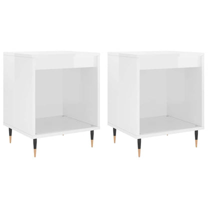 vidaXL Bedside Cabinets 2 pcs High Gloss White 40x35x50 cm Engineered Wood