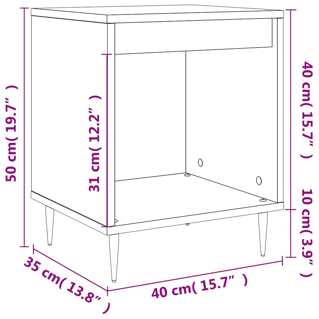 vidaXL Bedside Cabinets 2 pcs High Gloss White 40x35x50 cm Engineered Wood