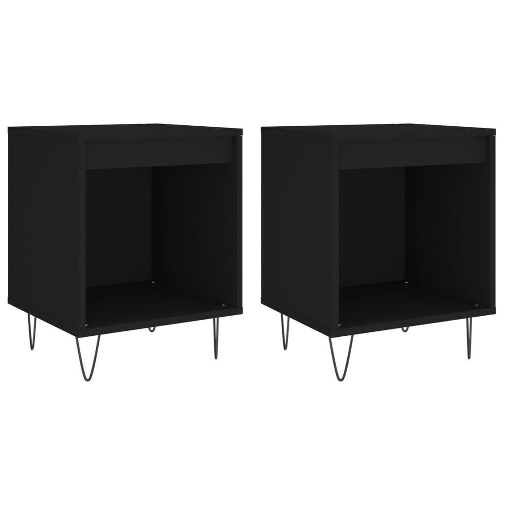 vidaXL Bedside Cabinets 2 pcs Black 40x35x50 cm Engineered Wood