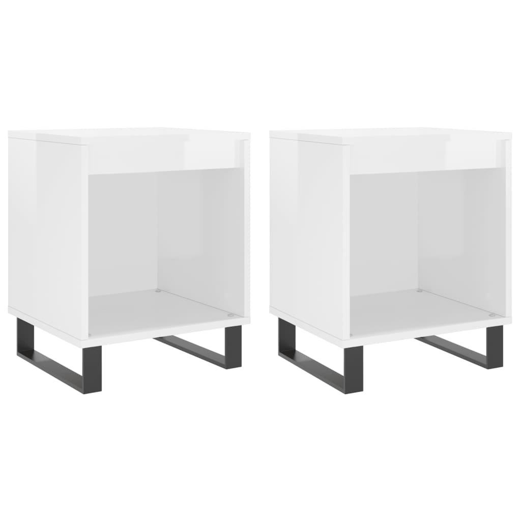 vidaXL Bedside Cabinets 2 pcs High Gloss White 40x35x50 cm Engineered Wood