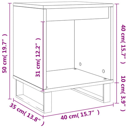 vidaXL Bedside Cabinet Smoked Oak 40x35x50 cm Engineered Wood