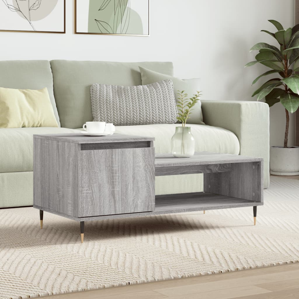 vidaXL Coffee Table Grey Sonoma 100x50x45 cm Engineered Wood