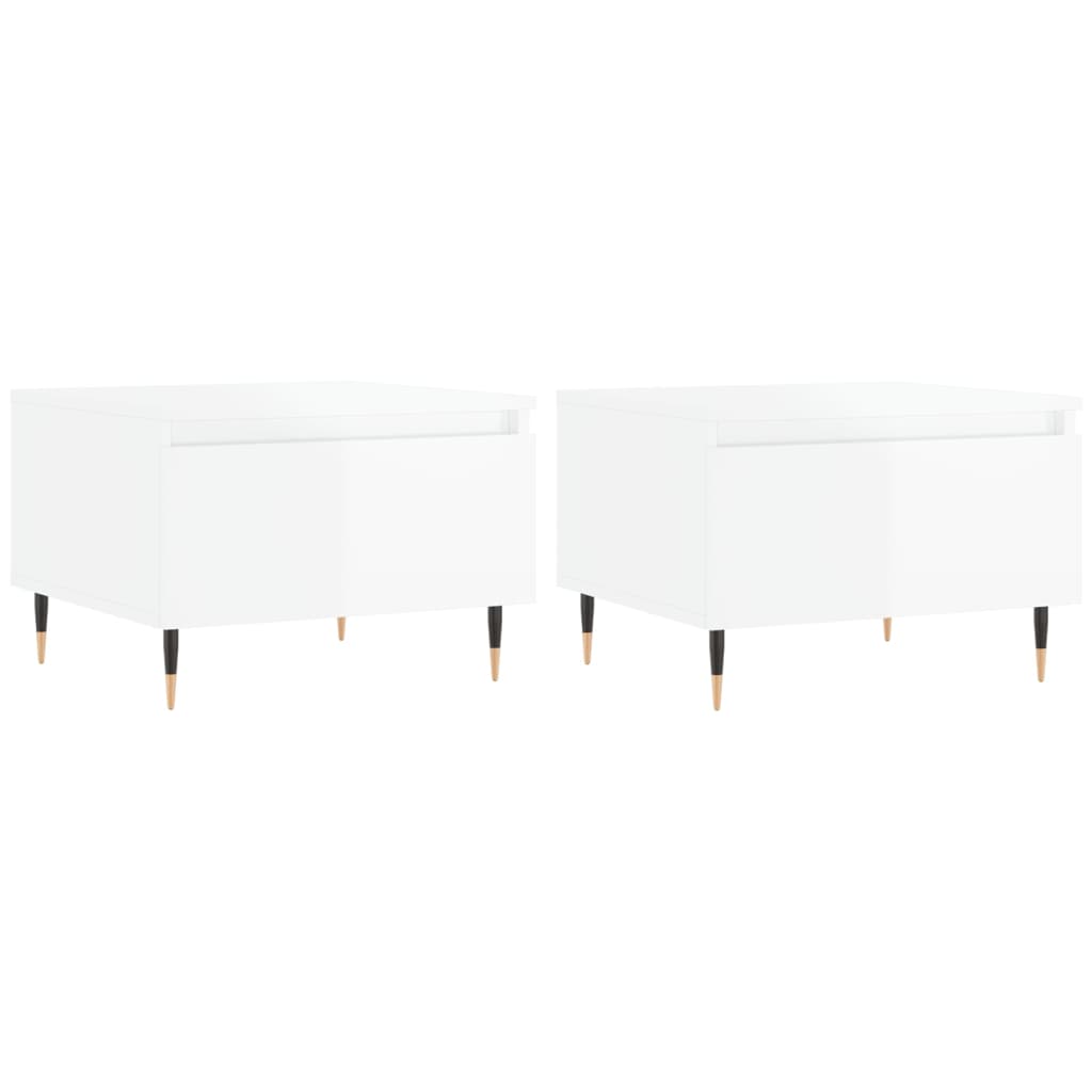 vidaXL Coffee Tables 2 pcs High Gloss White 50x46x35cm Engineered Wood