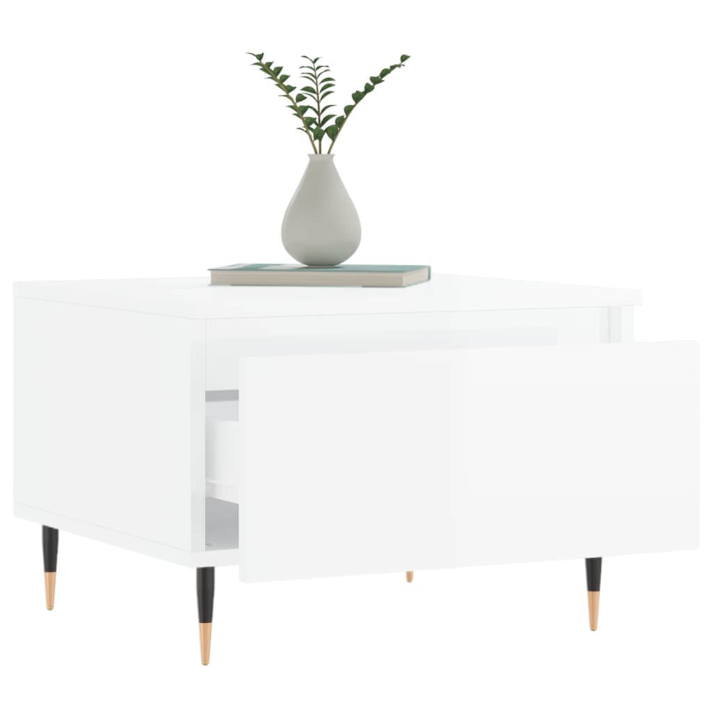 vidaXL Coffee Tables 2 pcs High Gloss White 50x46x35cm Engineered Wood