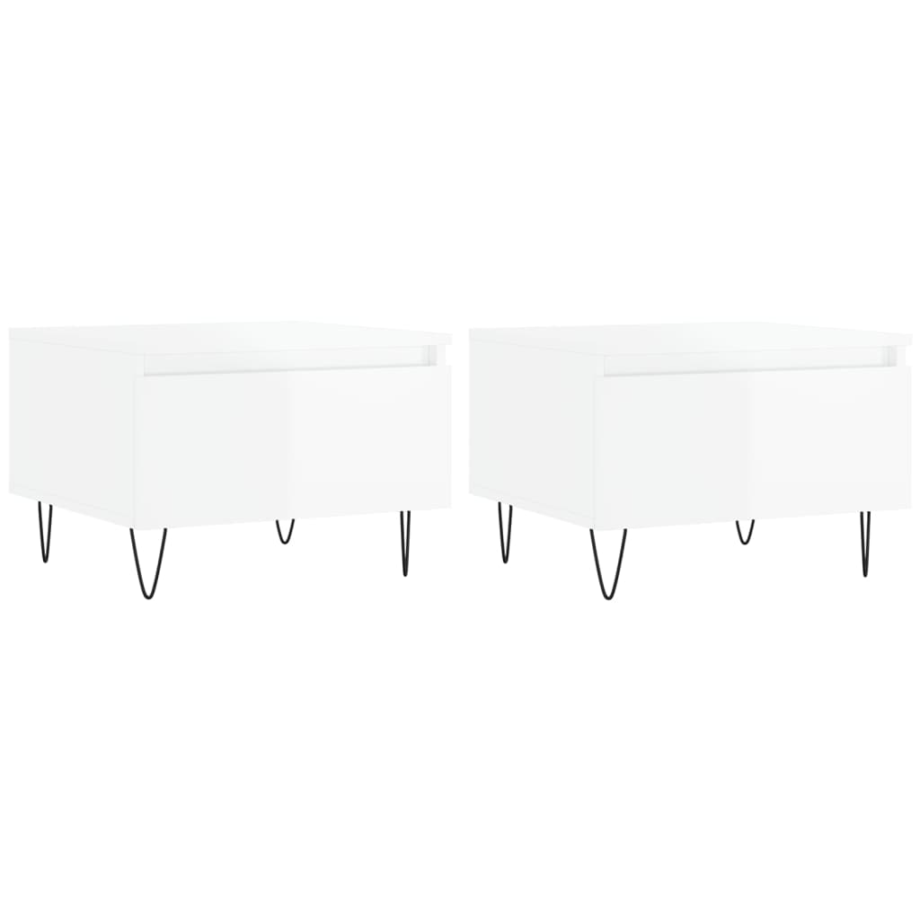 vidaXL Coffee Tables 2 pcs High Gloss White 50x46x35cm Engineered Wood
