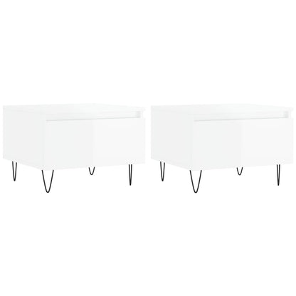 vidaXL Coffee Tables 2 pcs High Gloss White 50x46x35cm Engineered Wood