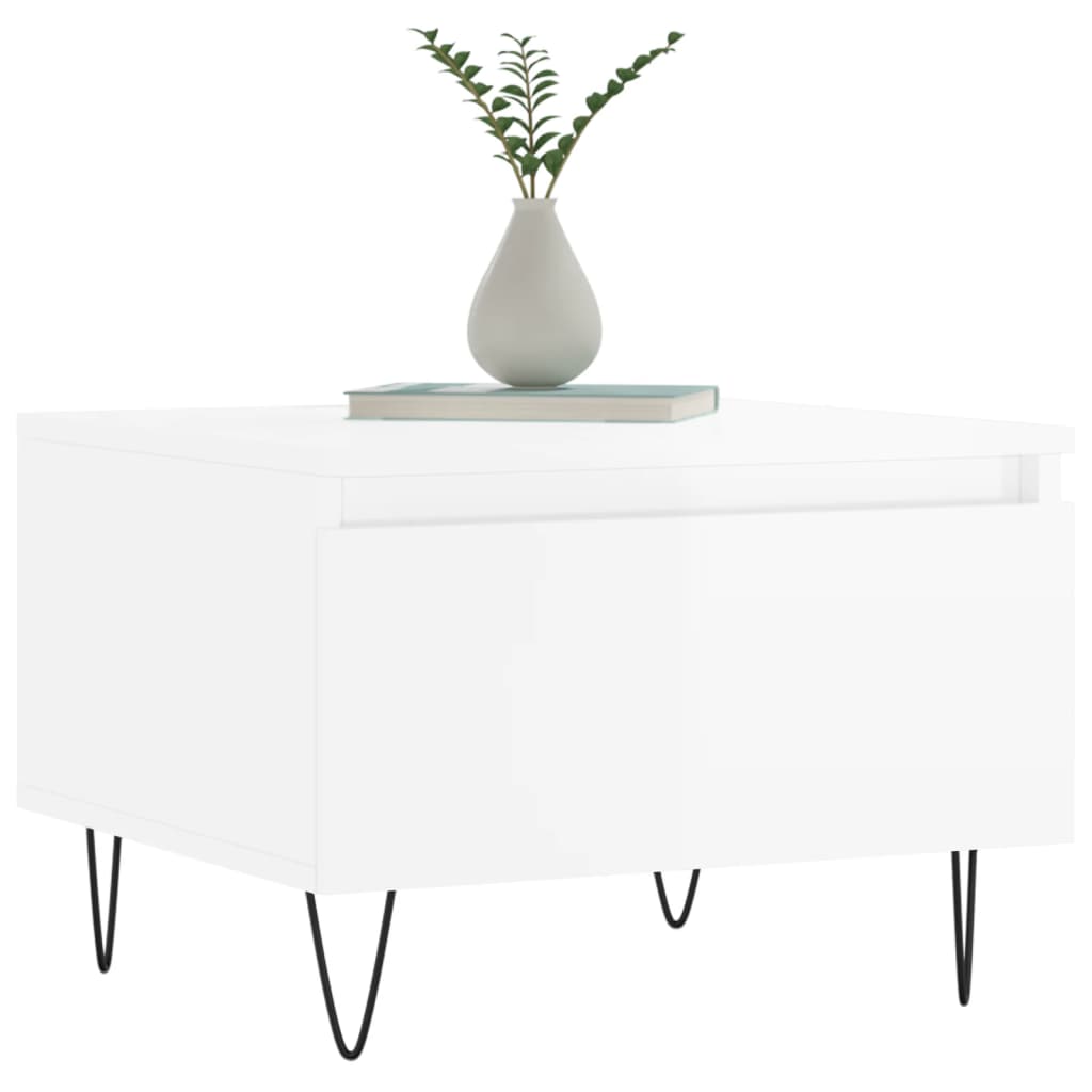 vidaXL Coffee Tables 2 pcs High Gloss White 50x46x35cm Engineered Wood