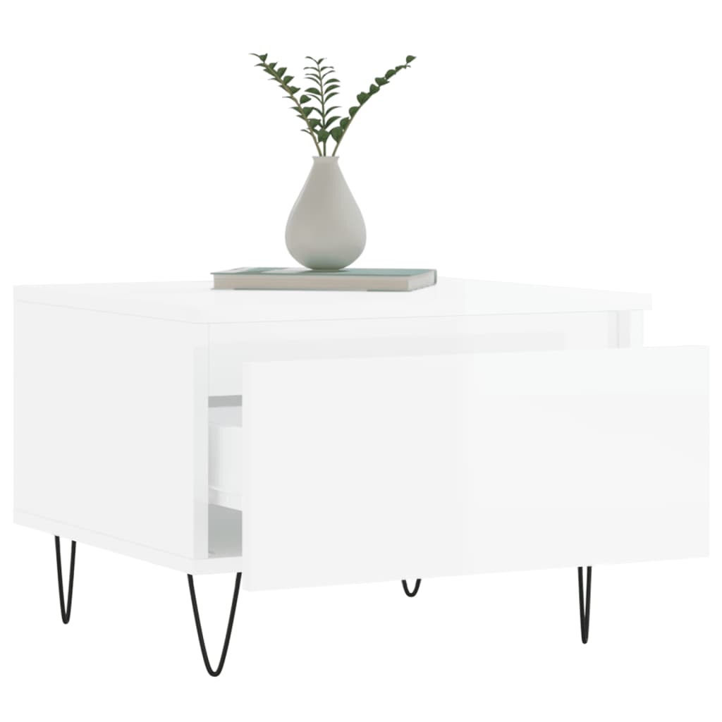 vidaXL Coffee Tables 2 pcs High Gloss White 50x46x35cm Engineered Wood