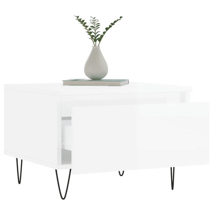 vidaXL Coffee Tables 2 pcs High Gloss White 50x46x35cm Engineered Wood