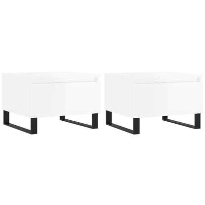 vidaXL Coffee Tables 2 pcs High Gloss White 50x46x35cm Engineered Wood