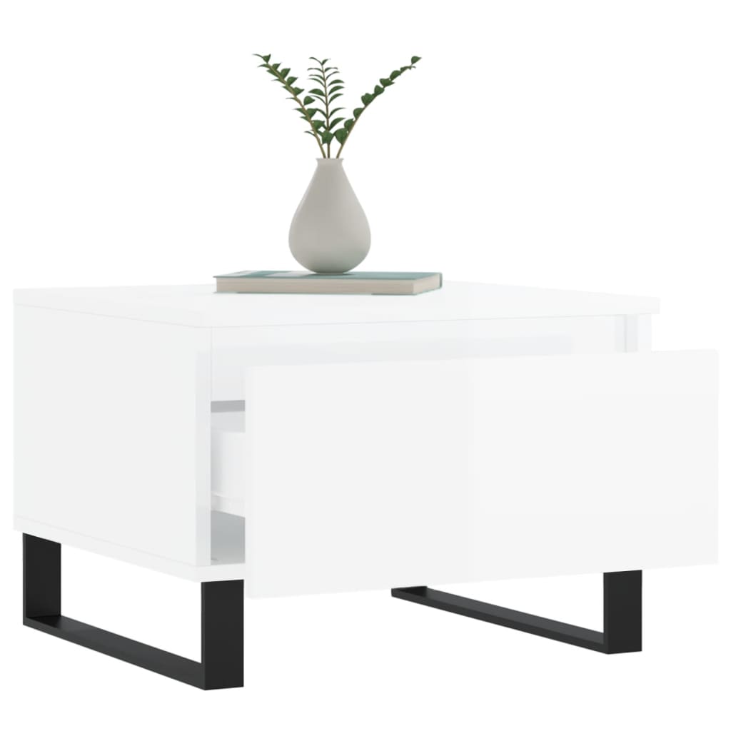 vidaXL Coffee Tables 2 pcs High Gloss White 50x46x35cm Engineered Wood