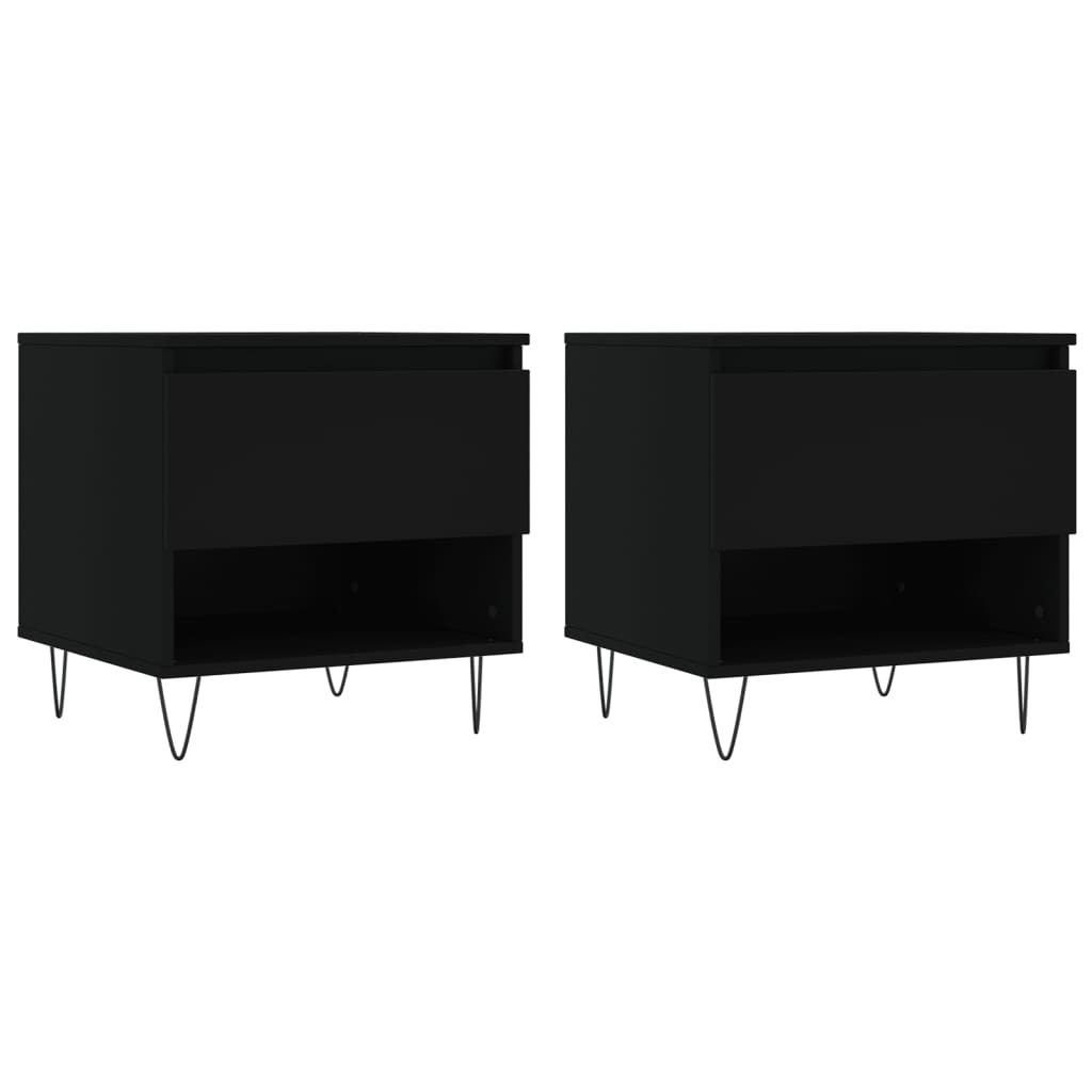 vidaXL Coffee Tables 2 pcs Black 50x46x50 cm Engineered Wood