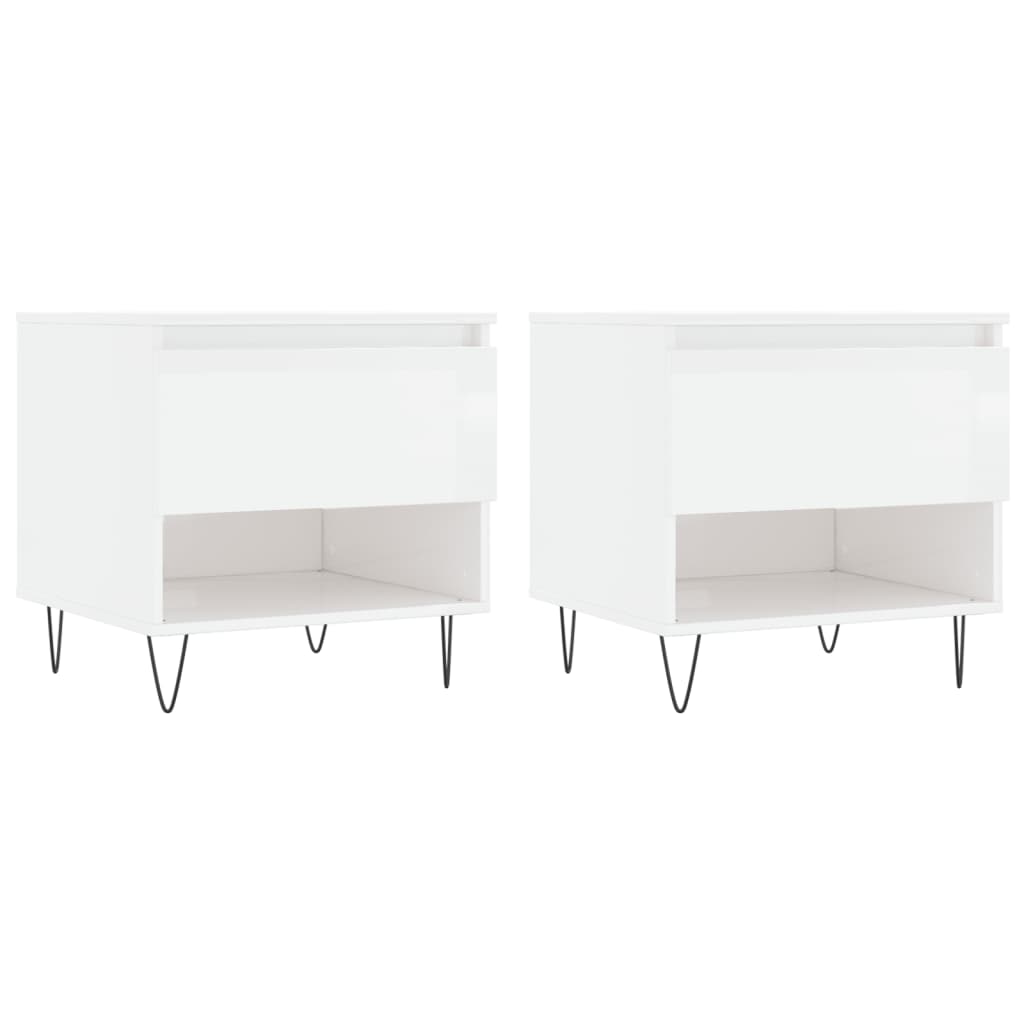 vidaXL Coffee Tables 2 pcs High Gloss White 50x46x50cm Engineered Wood