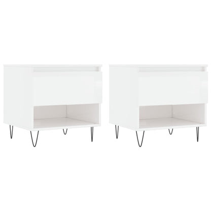 vidaXL Coffee Tables 2 pcs High Gloss White 50x46x50cm Engineered Wood