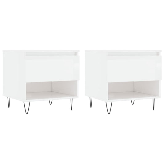 vidaXL Coffee Tables 2 pcs High Gloss White 50x46x50cm Engineered Wood