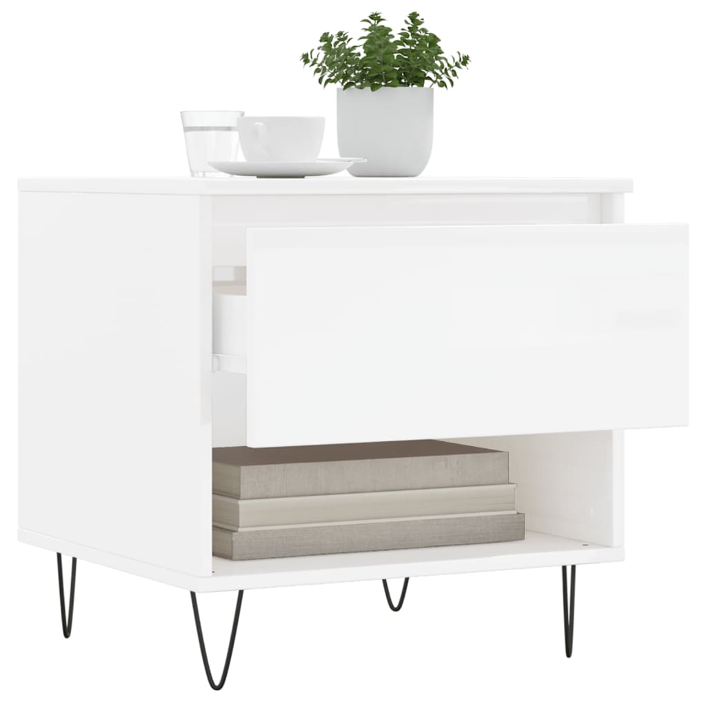 vidaXL Coffee Tables 2 pcs High Gloss White 50x46x50cm Engineered Wood