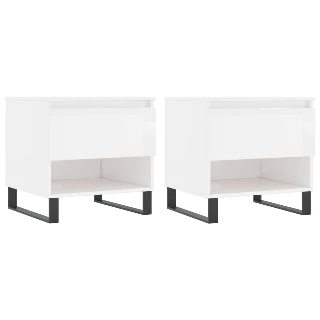 vidaXL Coffee Tables 2 pcs High Gloss White 50x46x50cm Engineered Wood