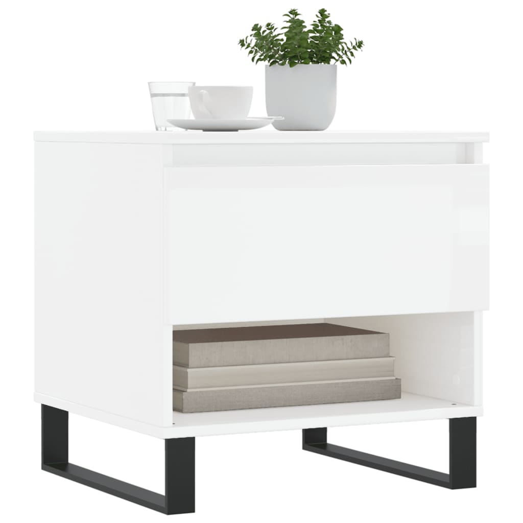 vidaXL Coffee Tables 2 pcs High Gloss White 50x46x50cm Engineered Wood