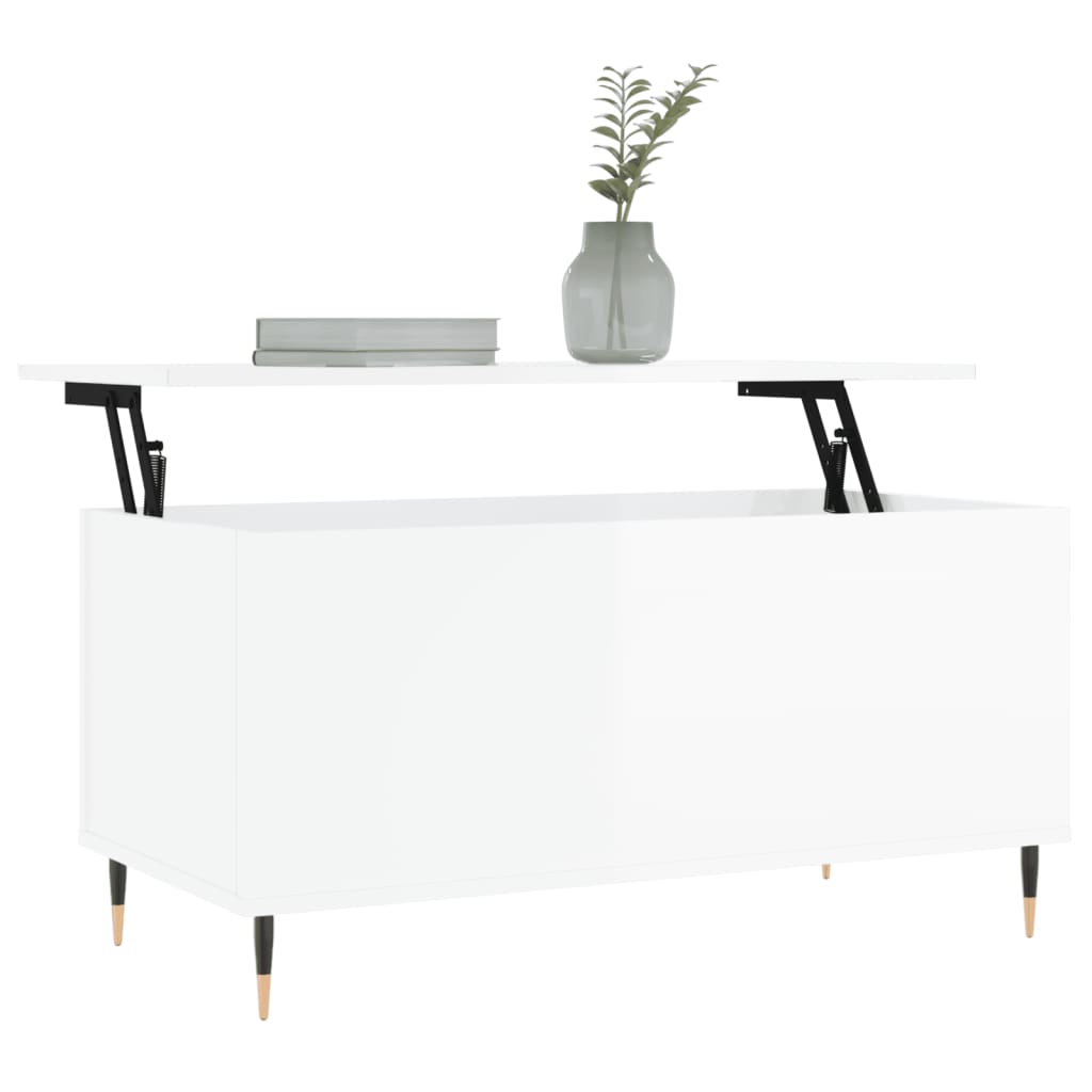 vidaXL Coffee Table High Gloss White 90x44,5x45 cm Engineered Wood