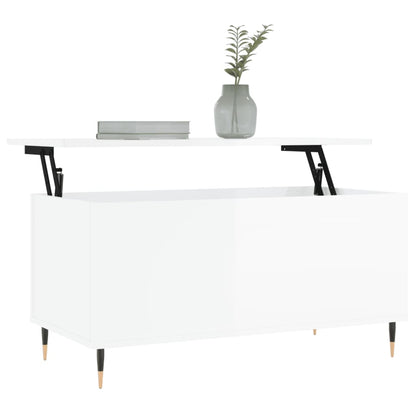 vidaXL Coffee Table High Gloss White 90x44,5x45 cm Engineered Wood