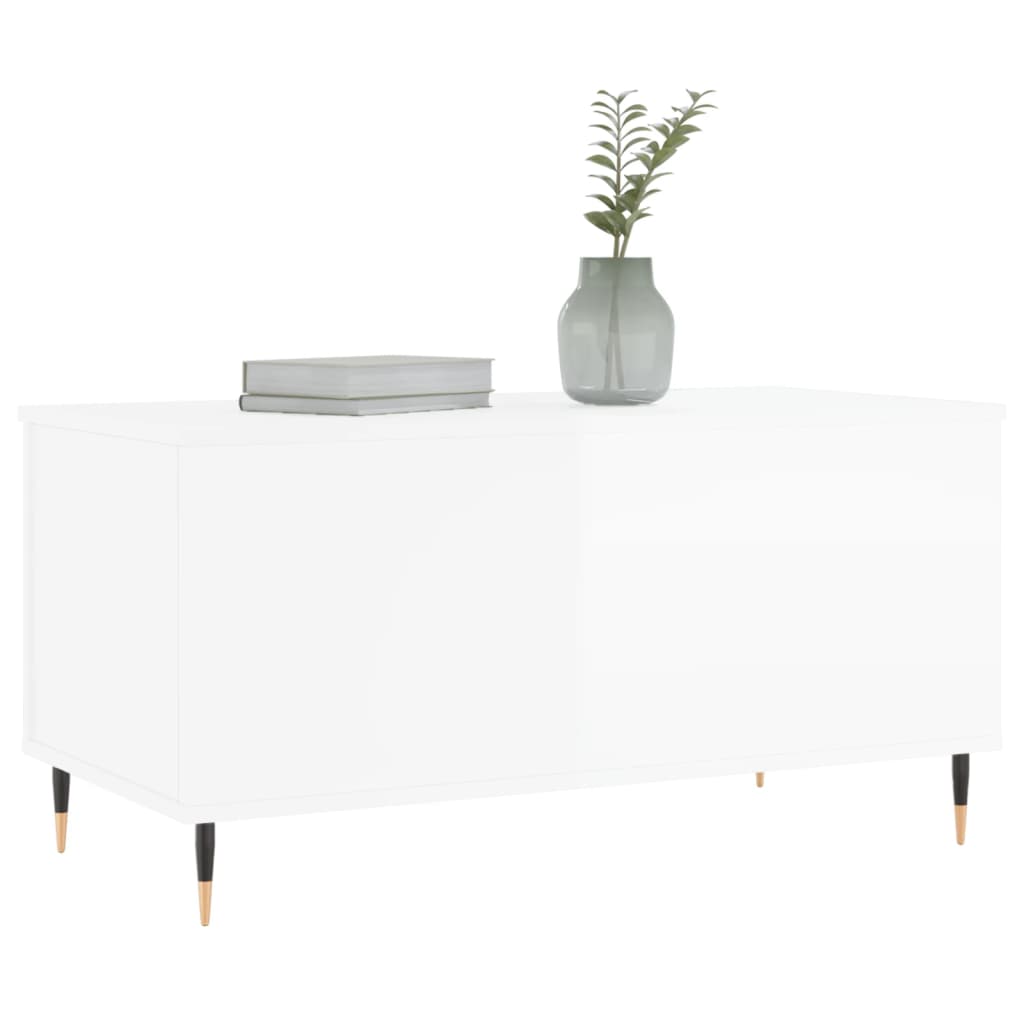 vidaXL Coffee Table High Gloss White 90x44,5x45 cm Engineered Wood