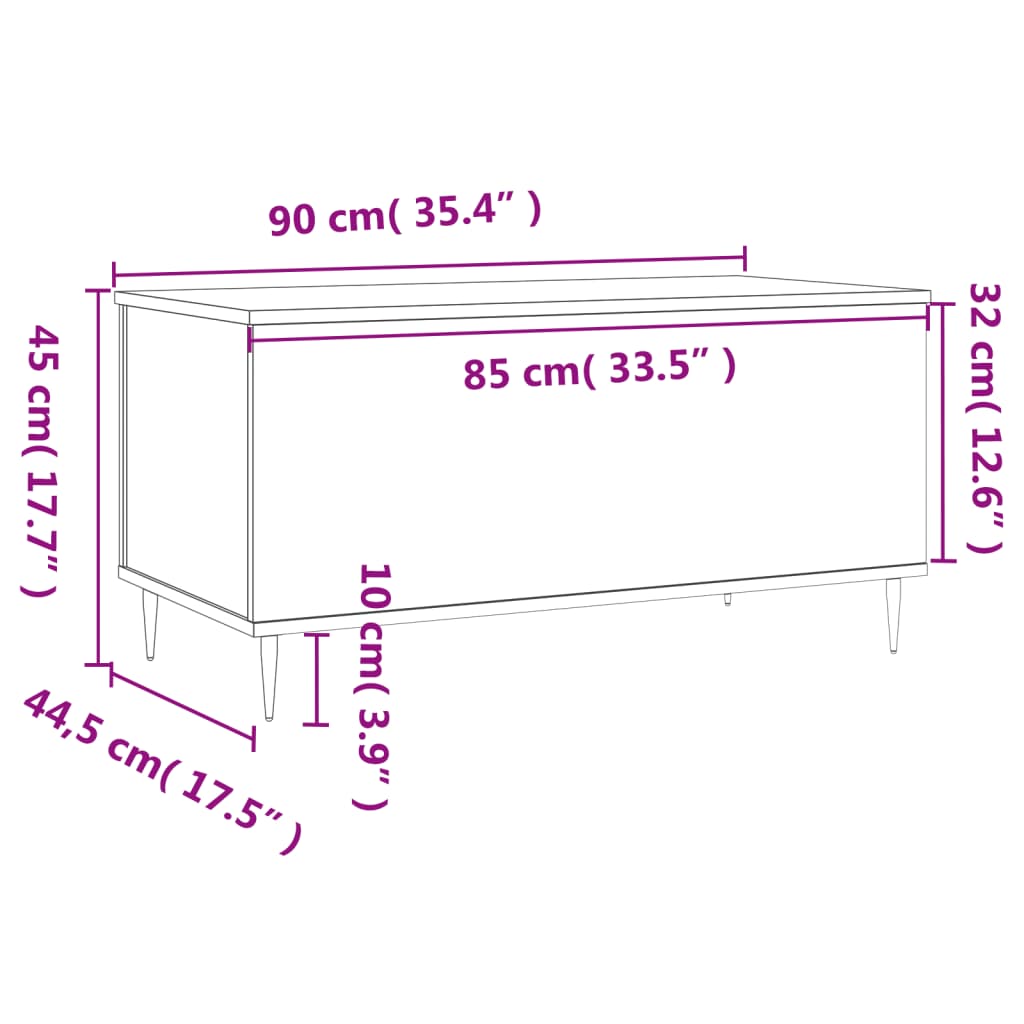 vidaXL Coffee Table Concrete Grey 90x44,5x45 cm Engineered Wood