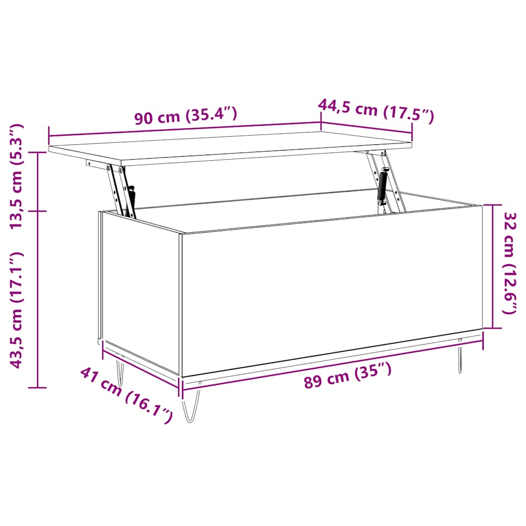 vidaXL Coffee Table Concrete Grey 90x44.5x45 cm Engineered Wood