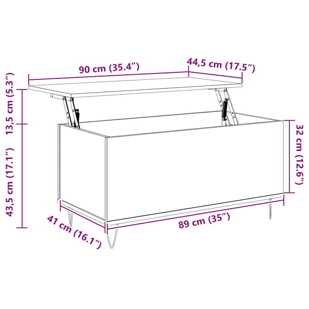 vidaXL Coffee Table Brown Oak 90x44.5x45 cm Engineered Wood