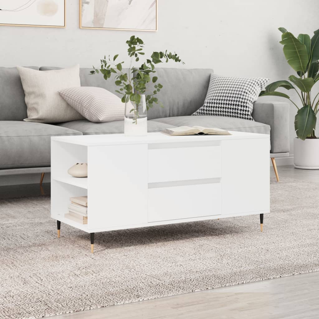 vidaXL Coffee Table White 102x44,5x50 cm Engineered Wood