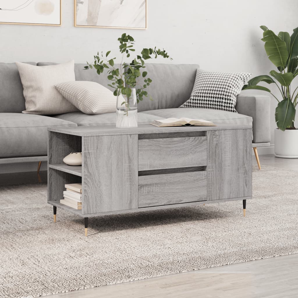 vidaXL Coffee Table Grey Sonoma 102x44,5x50 cm Engineered Wood