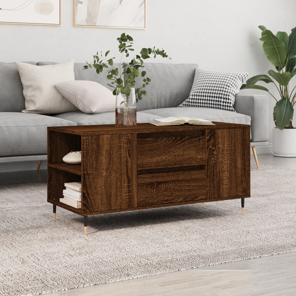 vidaXL Coffee Table Brown Oak 102x44.5x50 cm Engineered Wood