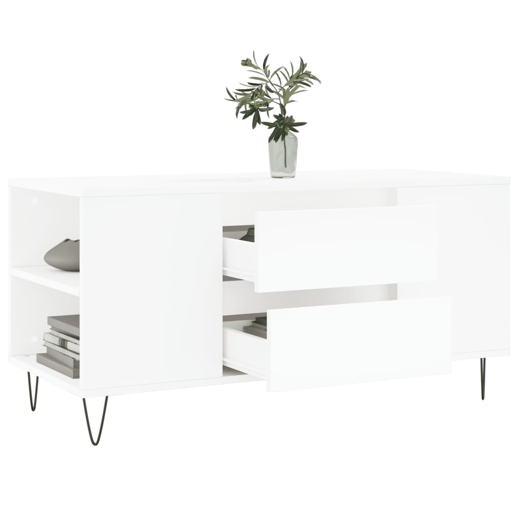 vidaXL Coffee Table White 102x44.5x50 cm Engineered Wood