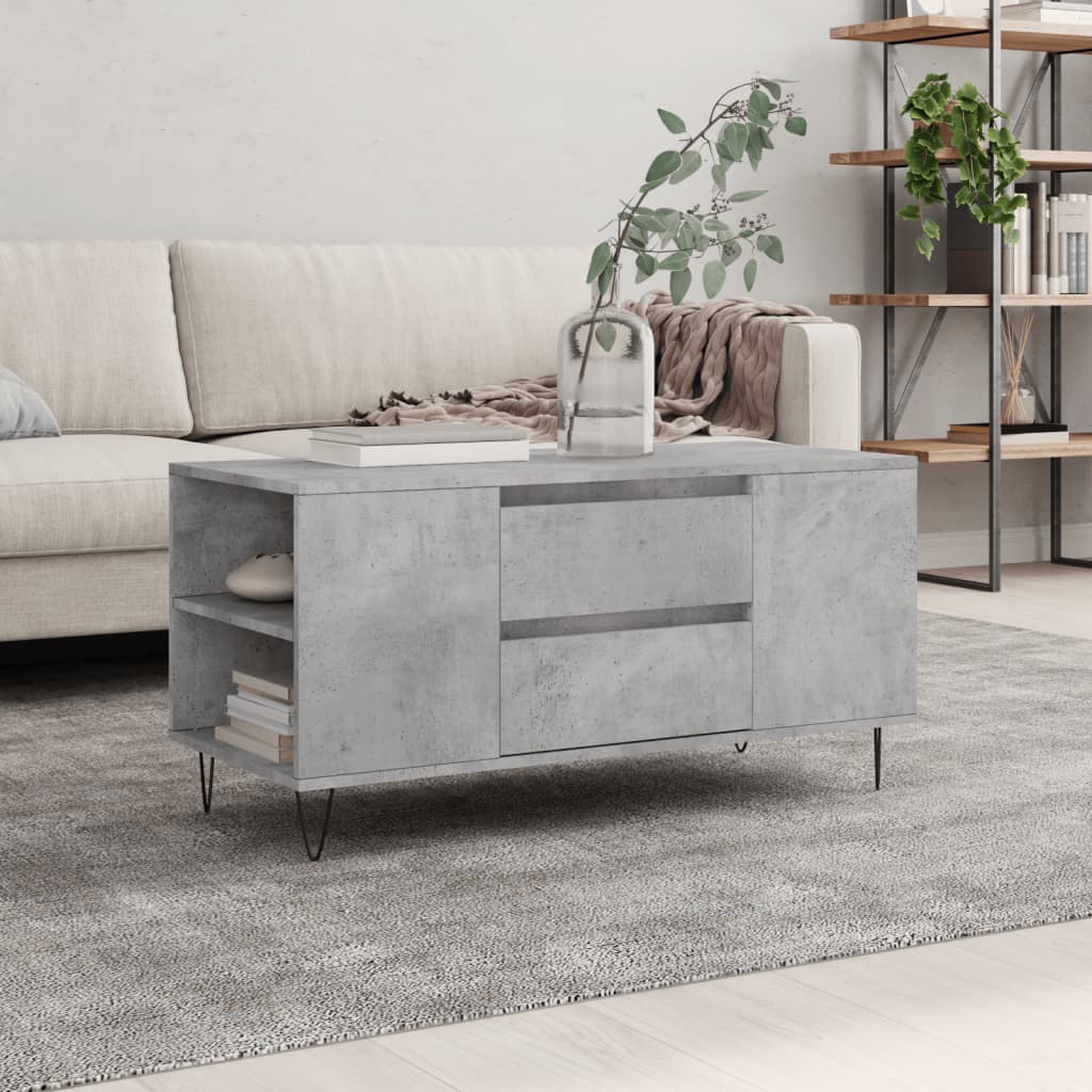 vidaXL Coffee Table Concrete Grey 102x44,5x50 cm Engineered Wood
