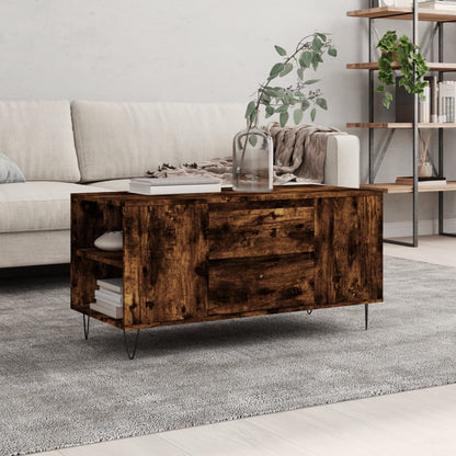 vidaXL Coffee Table Smoked Oak 102x44,5x50 cm Engineered Wood