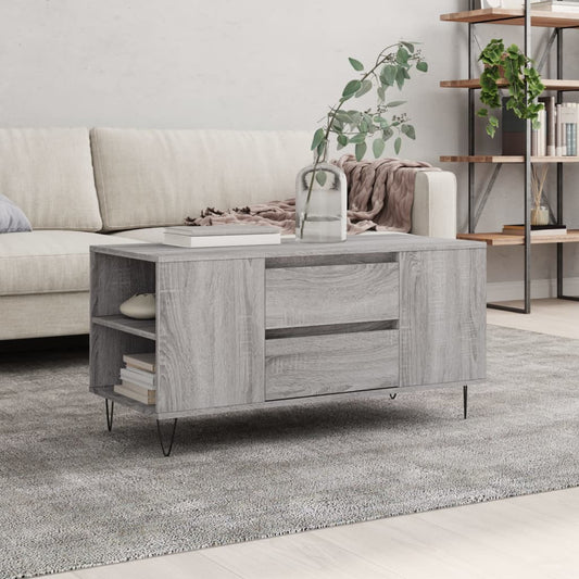 vidaXL Coffee Table Grey Sonoma 102x44,5x50 cm Engineered Wood