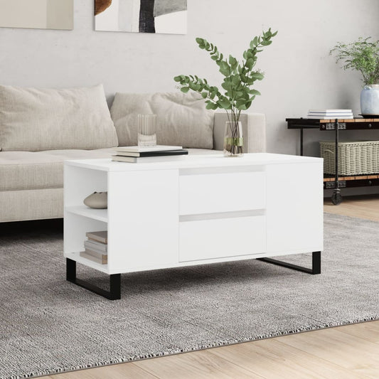 vidaXL Coffee Table White 102x44.5x50 cm Engineered Wood