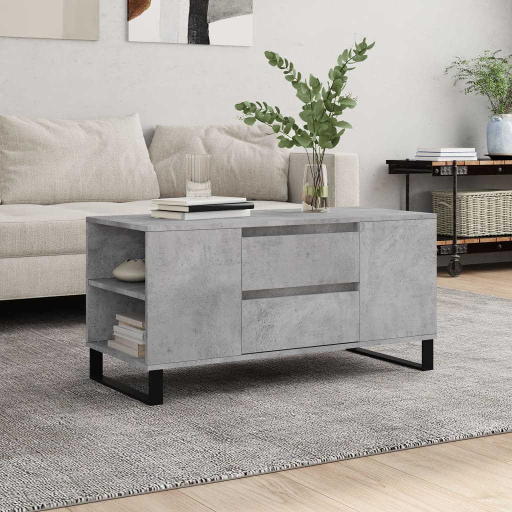 vidaXL Coffee Table Concrete Grey 102x44,5x50 cm Engineered Wood