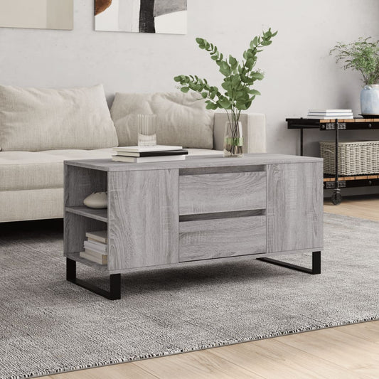vidaXL Coffee Table Grey Sonoma 102x44,5x50 cm Engineered Wood