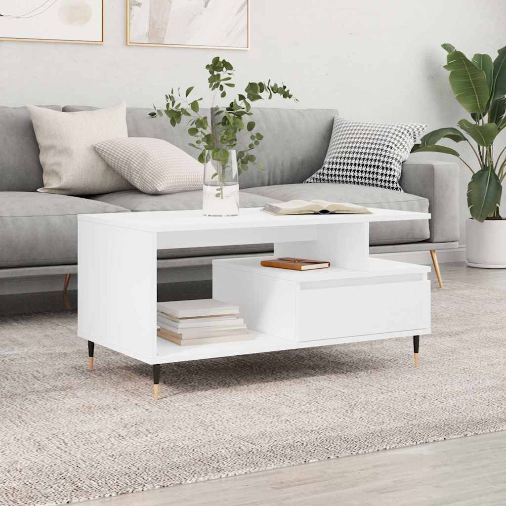 vidaXL Coffee Table White 90x49x45 cm Engineered Wood